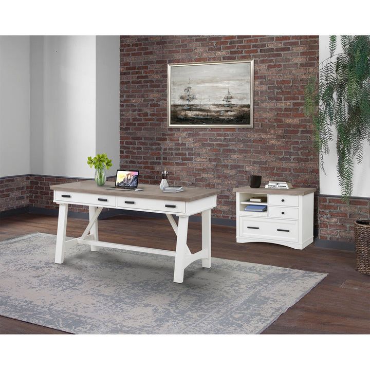 Bankston Desk with Built in Outlets Beachcrest Home™ Color: Natural/White