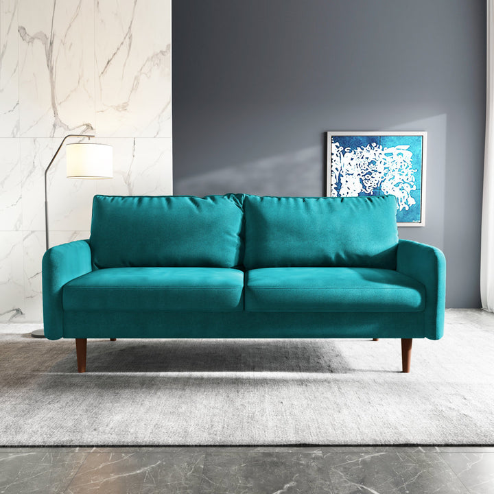 Anacapa 70" Velvet Round Arm Sofa Corrigan Studio® Fabric: Teal Blue Velvet