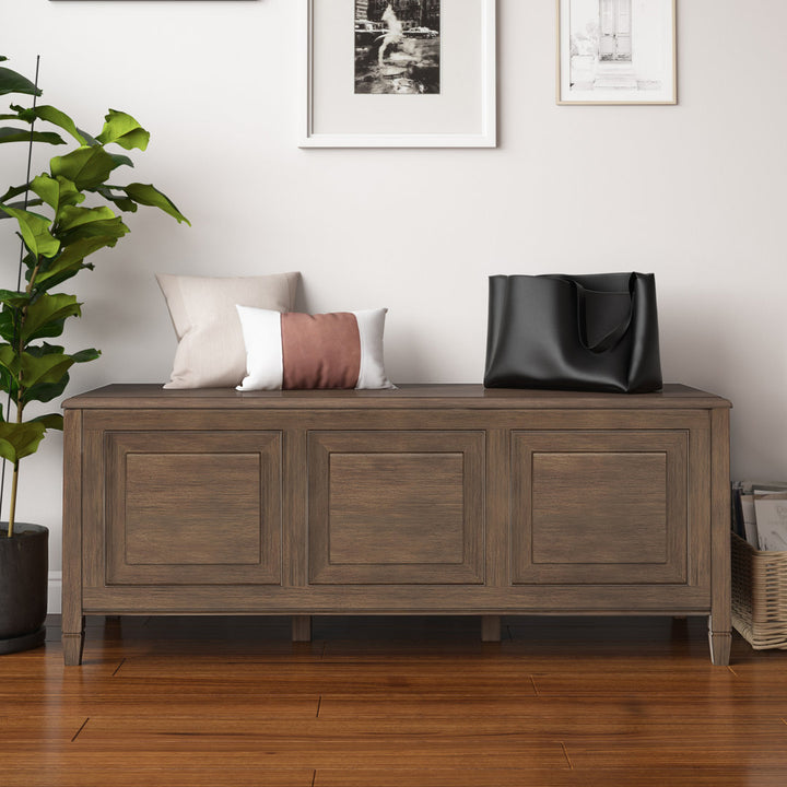 Connaught Wood Flip Top Storage Bench Simpli Home