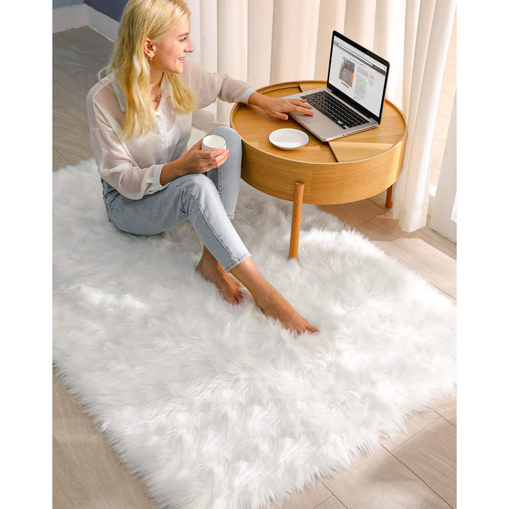 Kayzlynn Shag Faux Sheepskin White Rug Everly Quinn Rug Size: Rectangle 8' x 10'