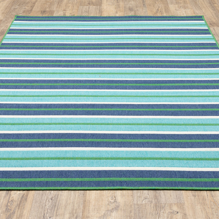 Deltana Striped Blue/Green Indoor/Outdoor Area Rug Lark Manor™ Rug Size: Rectangle 7'10" x 10'10"