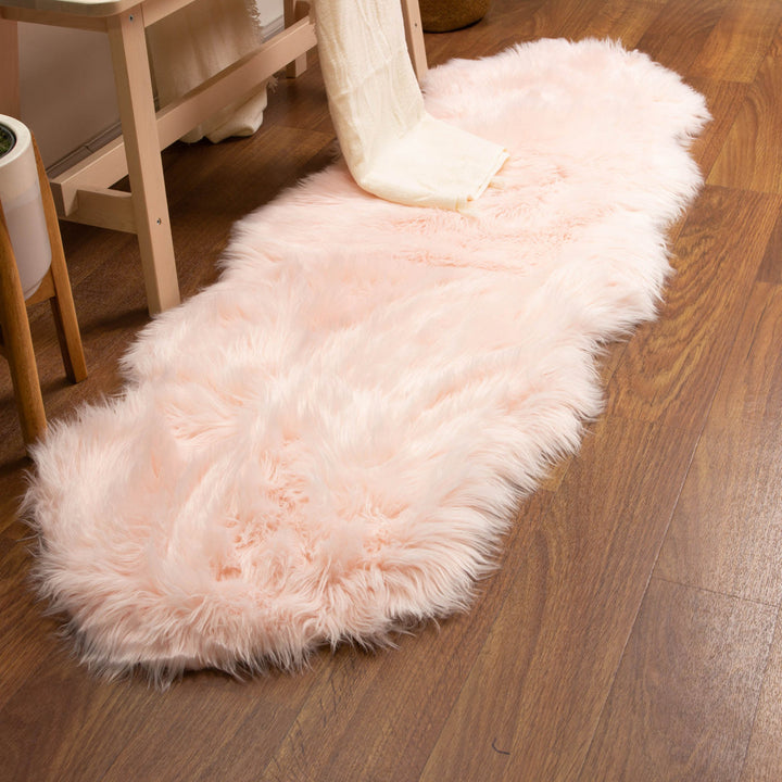 Diller Soft Pink Faux Sheepskin Fur Machine Washable Shag Fluffy Area Rug Willa Arlo™ Interiors Rug Size: Runner 2' x 6'