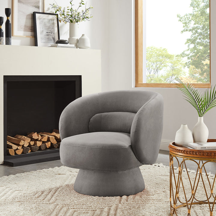 Saboor MINIMORE Modern Style Swivel Accent Chair Orren Ellis Fabric: Light Brown Velvet
