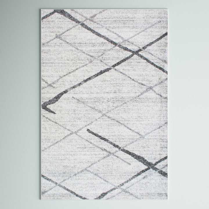 Amii Abstract Stripe Contemporary Ivory/Gray/Charcoal Area Rug Wrought Studio™ Rug Size: Rectangle 12' x 18'