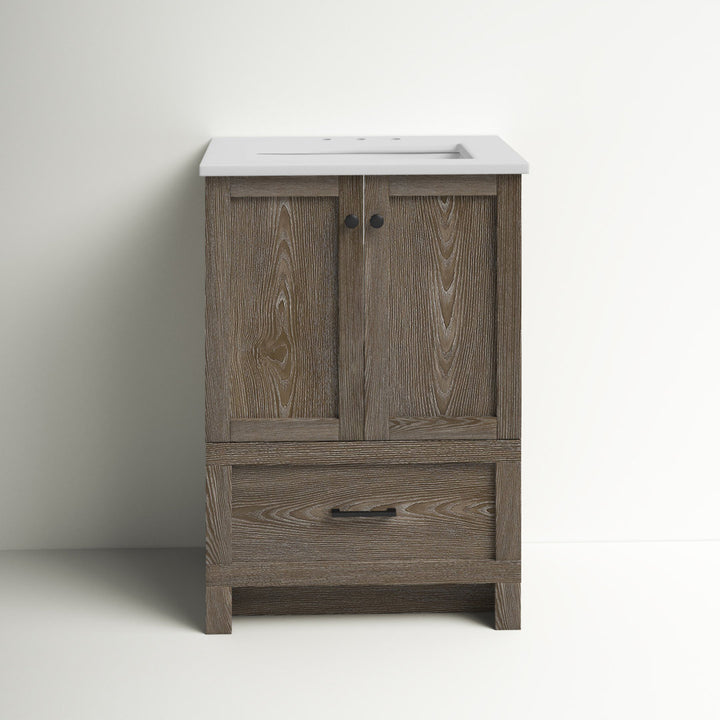Ahmed 24" D x 19'' D x 34'' H Single Bathroom Vanity Sand & Stable™ Base Finish: Weathered Oak