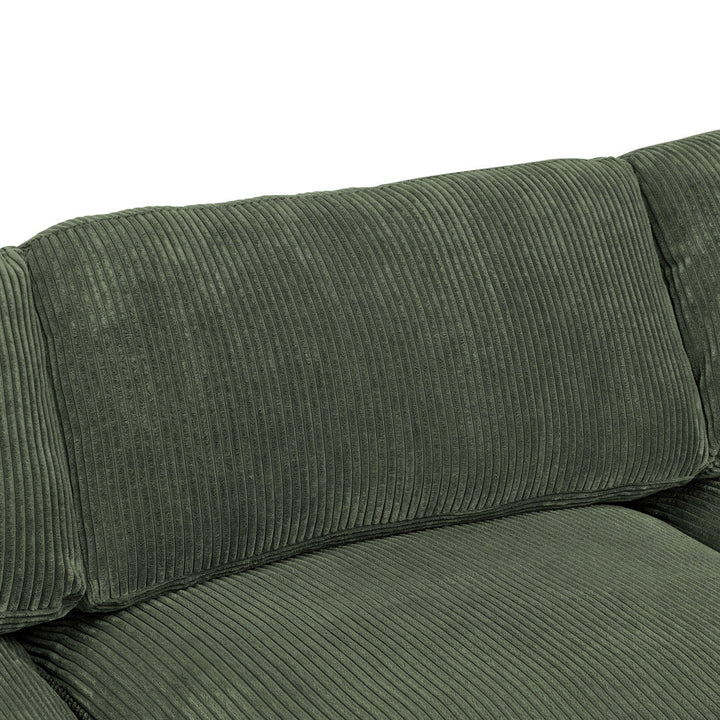 Andreco 144" Wide Reversible Modular Corner Sectional with Ottoman Wade Logan® Body Fabric: Hunter Green Corduroy