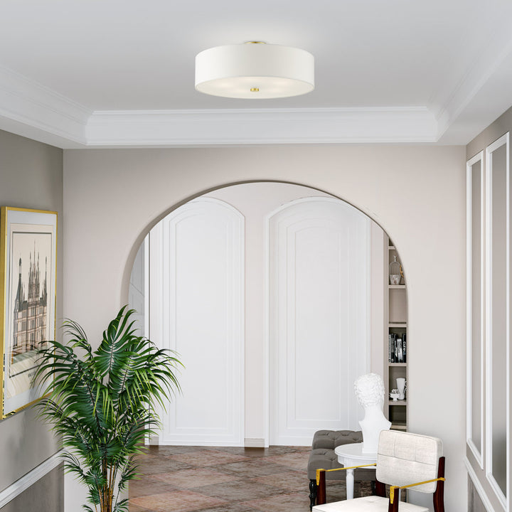 Flaire 5-Light 22" Semi Flush Mount Joss & Main Shade Color: Off-White Fixture Finish: Satin Brass