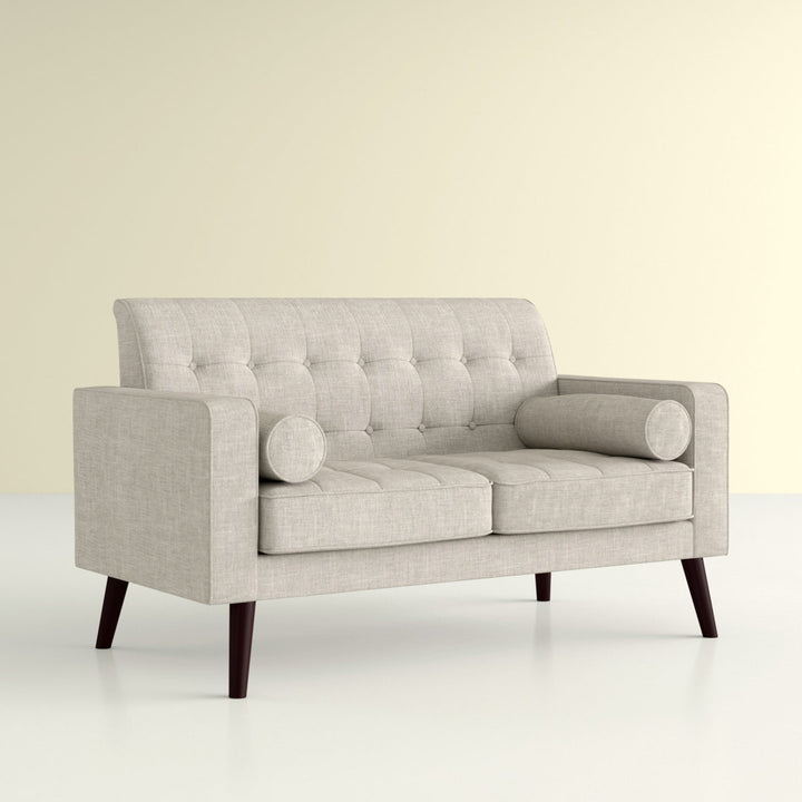 Benayah 56.3" Linen Square Arm Loveseat George Oliver Upholstery: Beige/Light Gray