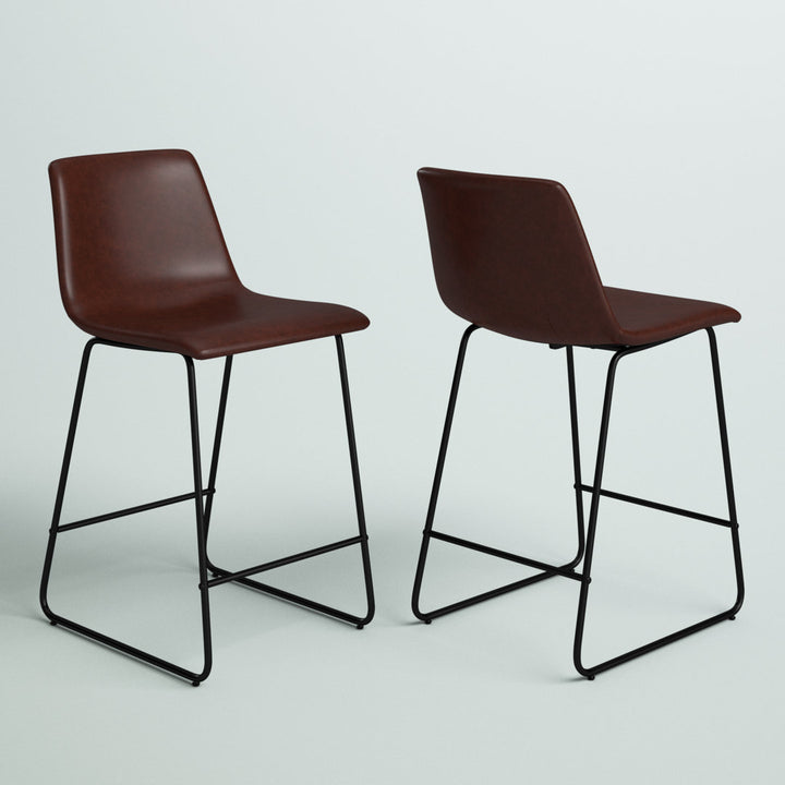 Liekele Upholstered Counter Height Modern Dining Stools by Flash Furniture (Set of 2) Ivy Bronx Seat Height: Counter Stool (24” Seat Height), Upholstery: Dark Brown Faux Leather
