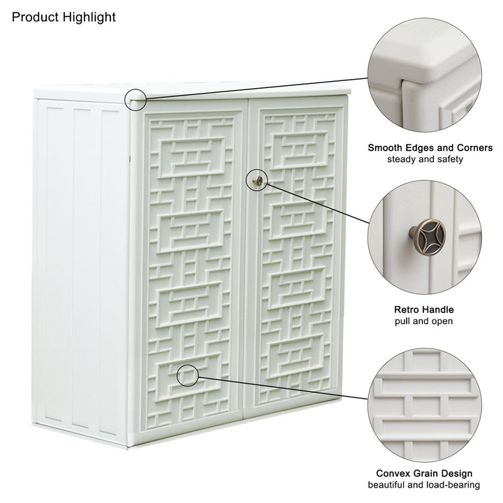 Storage Cabinet with Doors and Shelves, 60 Gallon Indoor & Outdoor Deck Box KINYING