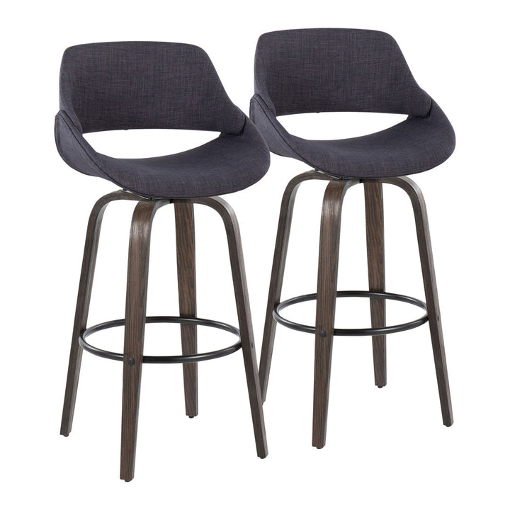 Lakyia Upholstered Bar & Counter Stool with Round Footrest George Oliver Upholstery: Charcoal, Seat Height: Bar Stool (30" Seat Height)