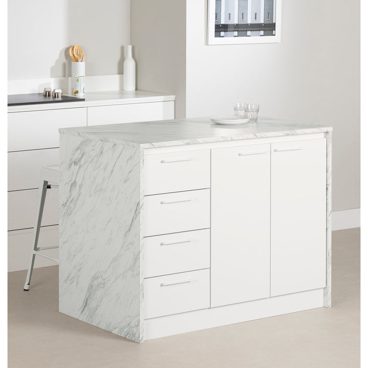 Myro 47.25'' Wide Kitchen Island South Shore Base Finish: White