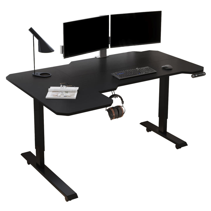 Daycia Height Adjustable L-Shape Standing Desk Inbox Zero Finish: Black