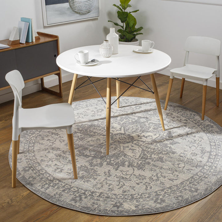Hilyard Machine Oriental Gray Area Rug Laurel Foundry Modern Farmhouse® Rug Size: Round 7'10"