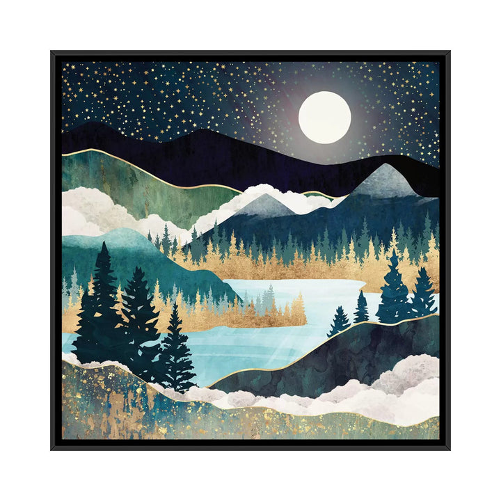 Star Lake' by SpaceFrog Designs - Print East Urban Home Size: 37" H x 37" W x 1.5" D Format: Black Framed Canvas