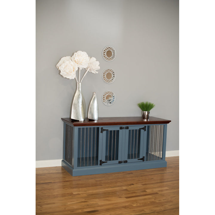 Damien Double Wide Credenza Pet Crate Archie & Oscar™ Top Finish: Concord Cherry, Base Finish: Caribbean Dream