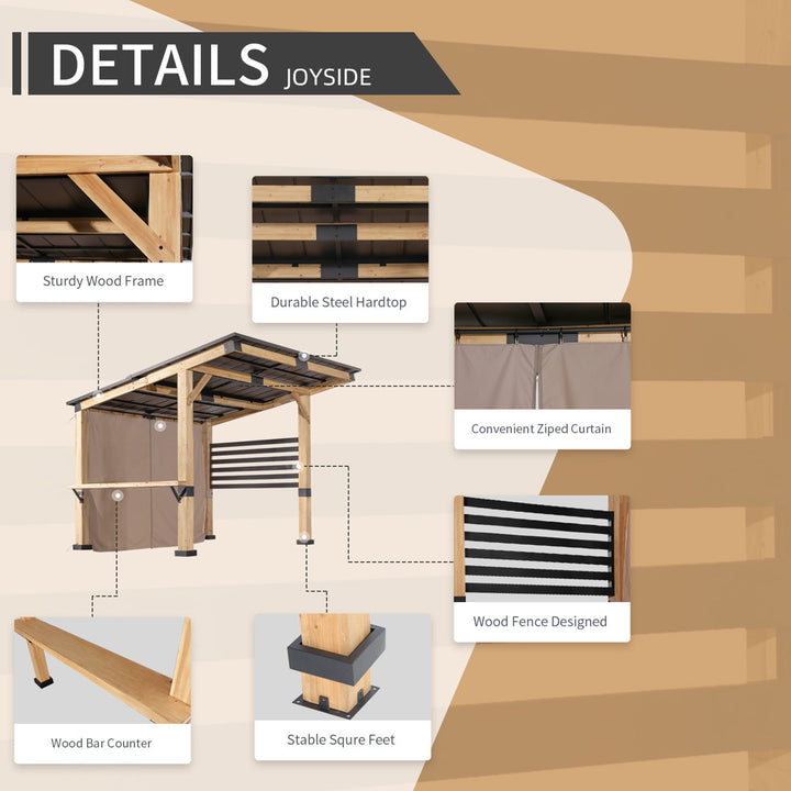 12' W x 10' D Solid Wood Patio Gazebo Joyside