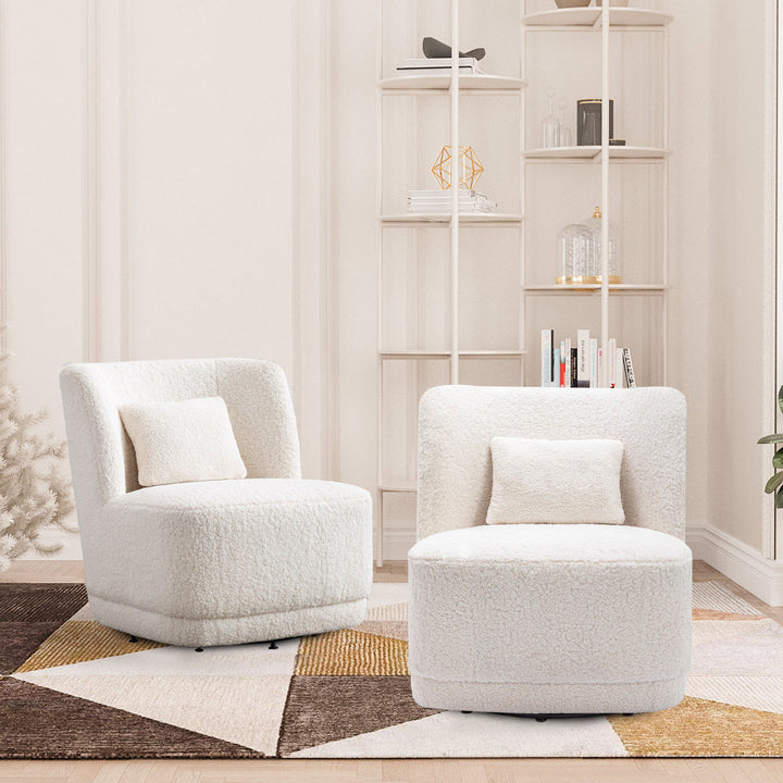 Prattsburgh 26.23" Wide Swivel Barrel Accent Chair Latitude Run® Body Fabric: White Faux Fur
