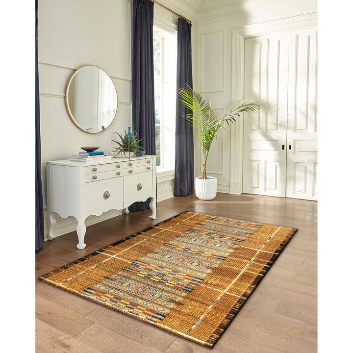 Augustus Southwestern Flatweave Gold Indoor/Outdoor Area Rug Mistana™ Rug Size: Rectangle 7'10" x 9'10"