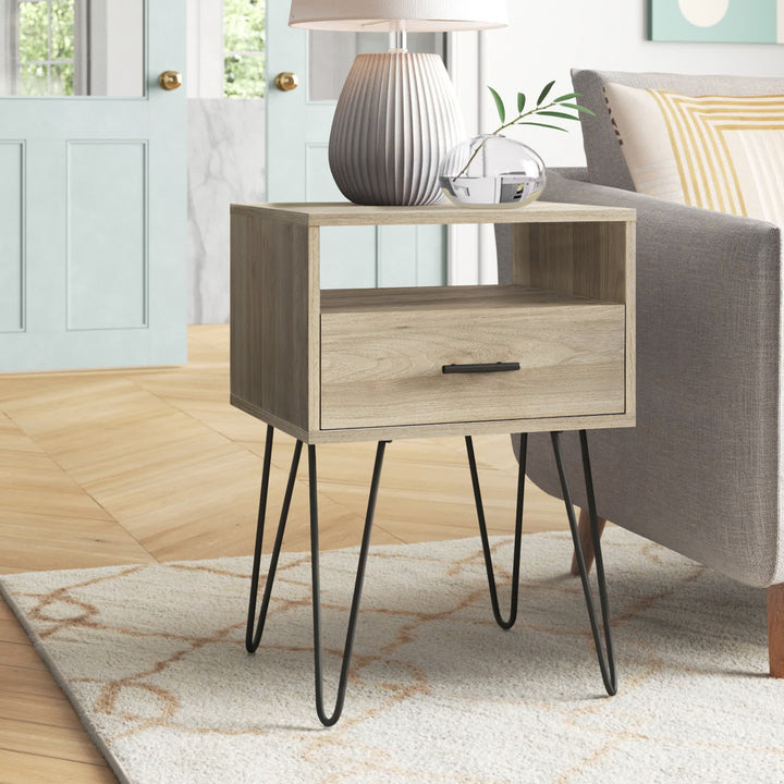 Adrow 1-Drawer Nightstand with Cubby Wade Logan® Color: Birch