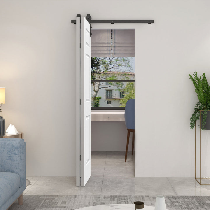 Paneled MDF Composite Bifold Barn Door with Installation Hardware Kit Calhome Size: 24" x 80" Finish: White