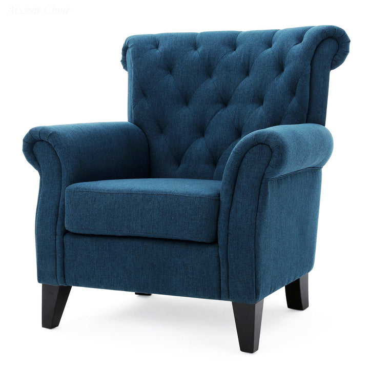 Losoto 91.44cm Wide Tufted Polyester Armchair Alcott Hill® Fabric: Navy Blue Fabric