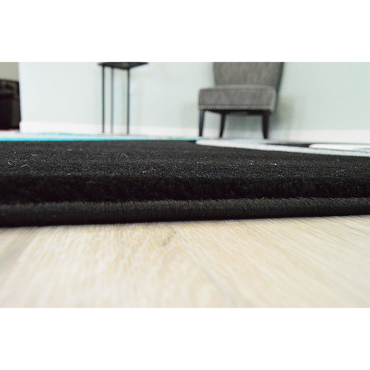 Mccampbell Abstract Turquoise/Gray/Black Area Rug Ivy Bronx Rug Size: Rectangle 8' x 11'