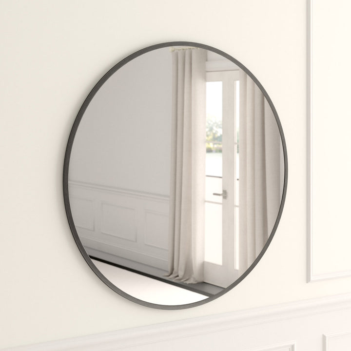 Sabine Metal Round Wall Mirror RE/FINE™ Size: 45" x 45" Finish: Black