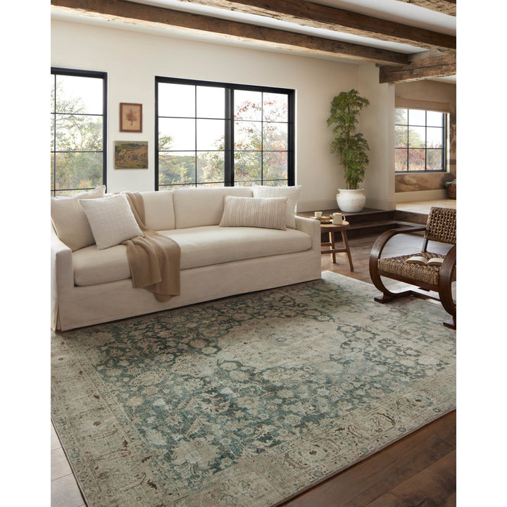 Magnolia Home By Joanna Gaines X Loloi Sinclair Machine Washable Jade / Sand Area Rug Magnolia Home by Joanna Gaines x Loloi Rug Size: Square 1'6"