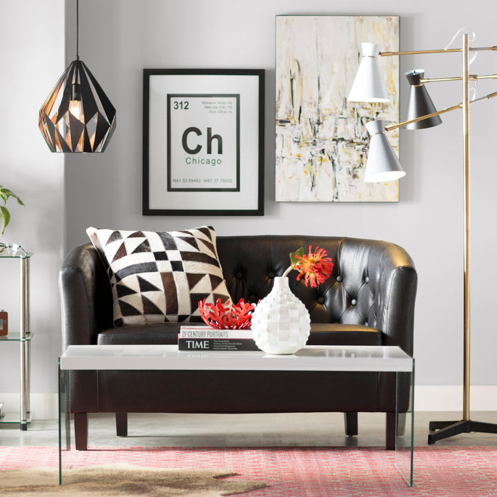 Hendry 1 - Light Single Geometric Pendant AllModern Size: 82.68" H x 7.25" W x 7.25" D Finish: Black/Gold Leaf