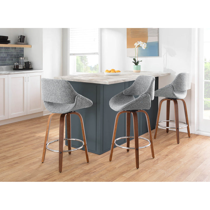 Lakyia Upholstered Bar & Counter Stool with Round Footrest George Oliver Upholstery: Gray, Seat Height: Counter Stool (26" Seat Height)