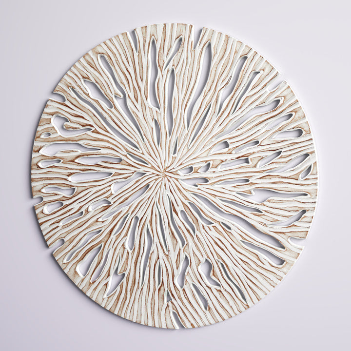 Beige Wood Handmade Intricately Carved Starburst Wall Decor Mistana™ Size: 47'' H X 47'' W X 1" D