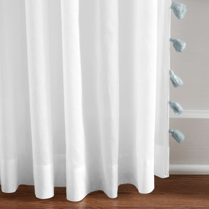 Brackett 100% Cotton Solid Semi-Sheer Rod Pocket Single Curtain Panel Dakota Fields Curtain Color: Blue