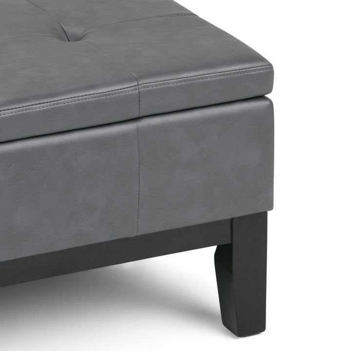 Dover Square Coffee Table Storage Ottoman,Assembled Simpli Home Fabric: Stone Gray