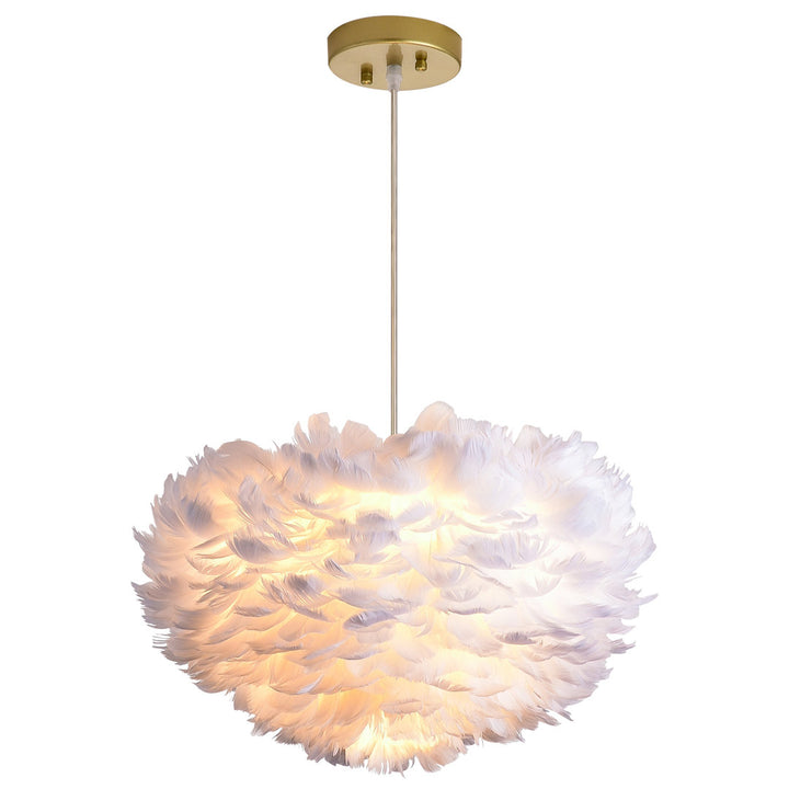 3 - Light Unique / Statement Globe Chandelier with Feather Accents Etta Avenue™ Shade Color: White