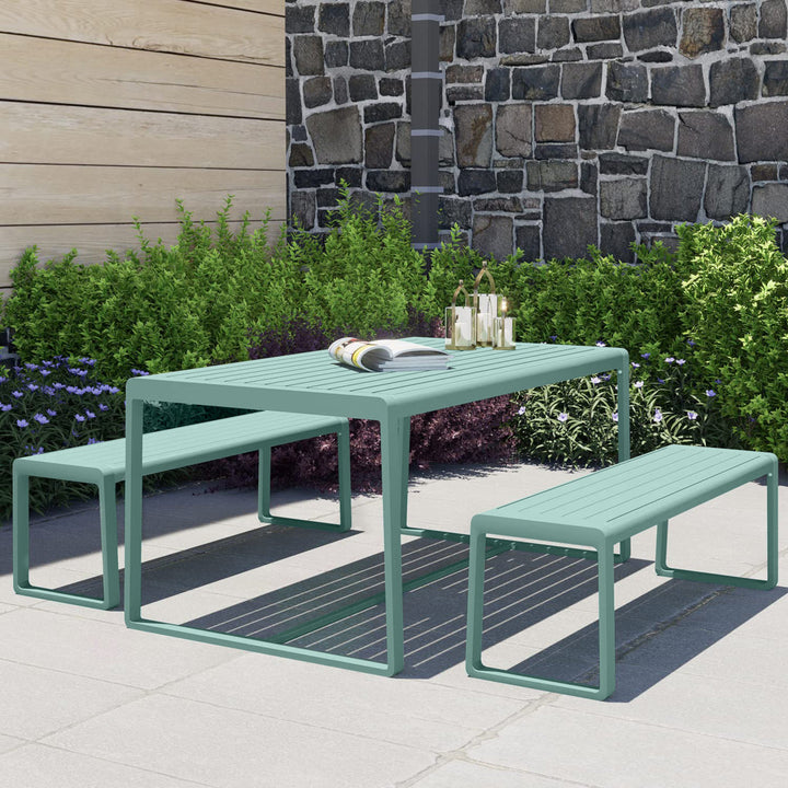 Marya Rectangular 63" Long Dining Set Hokku Designs Frame Color: Green