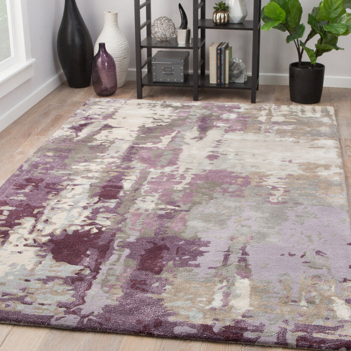 Fleishman Abstract Handmade Tufted Purple/Gray Area Rug 17 Stories Rug Size: Rectangle 2' x 3'