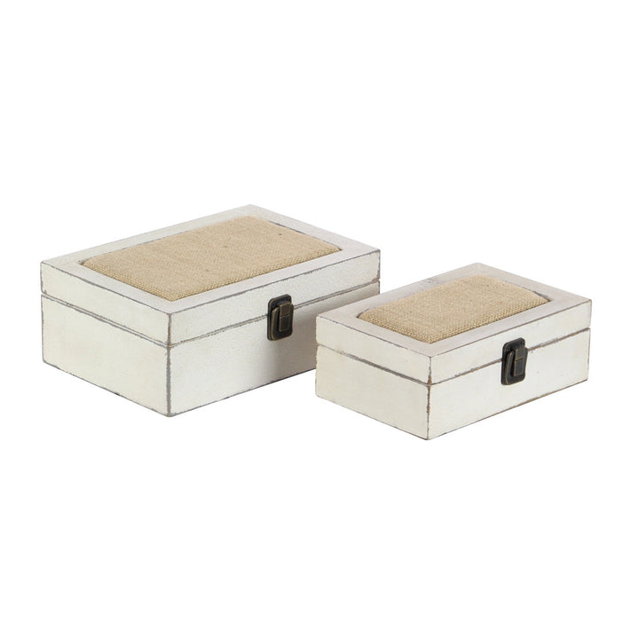 Nazaret White Wood Box with 2 Pieces Hinged Lid Breakwater Bay