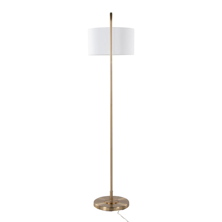 Batesville 63.75" Arched Floor Lamp Wade Logan® Base Finish: Plated Gold/Off-White Linen