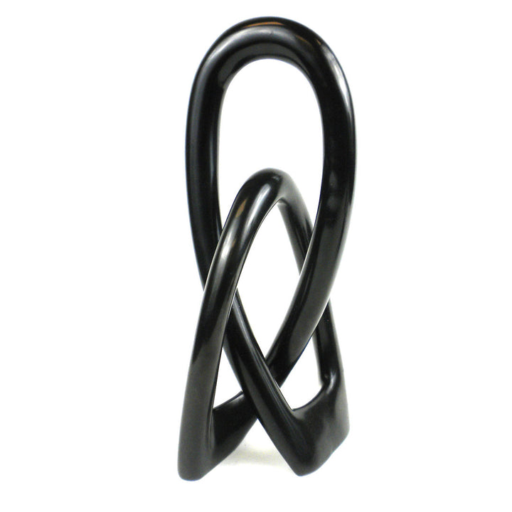 Jeffords Natural Soapstone Lovers Knot Sculpture Ivy Bronx Size: 10" H x 2.5" W x 2" D Finish: Black