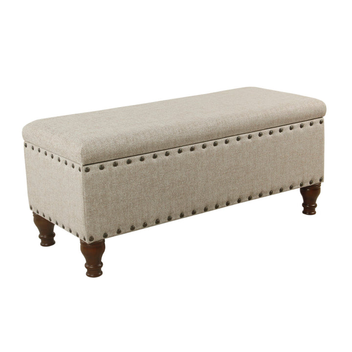 Collantes Upholstered Storage Bench Alcott Hill® Upholstery: Taupe/Mottled Brown Nailhead