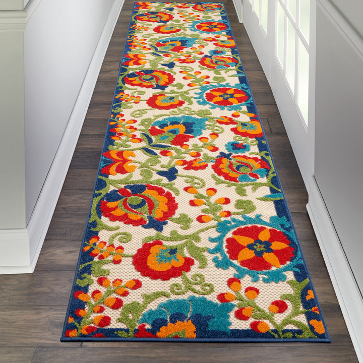 Bernia Floral Ivory/Red/Green Area Rug Wade Logan® Rug Size: Runner 2'3" x 8'
