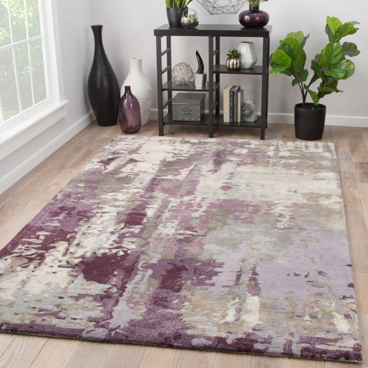 Fleishman Abstract Handmade Tufted Purple/Gray Area Rug 17 Stories Rug Size: Rectangle 2' x 3'