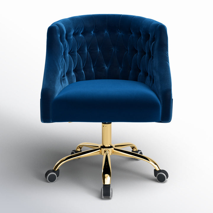 Louise 35.5'' H Velvet Hand-Curated Task Chair with Button Tufted Kelly Clarkson Home Upholstery Color: Navy Velvet