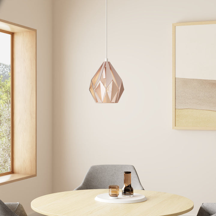 Hendry 1 - Light Single Geometric Pendant AllModern Size: 88.39" H x 12" W x 12" D Finish: Pastel Apricot