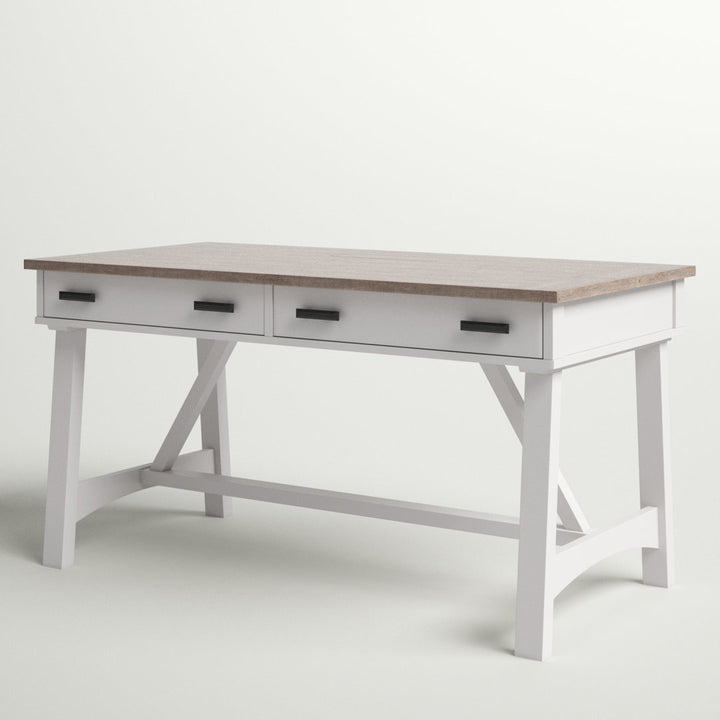 Bankston Desk with Built in Outlets Beachcrest Home™ Color: Natural/White