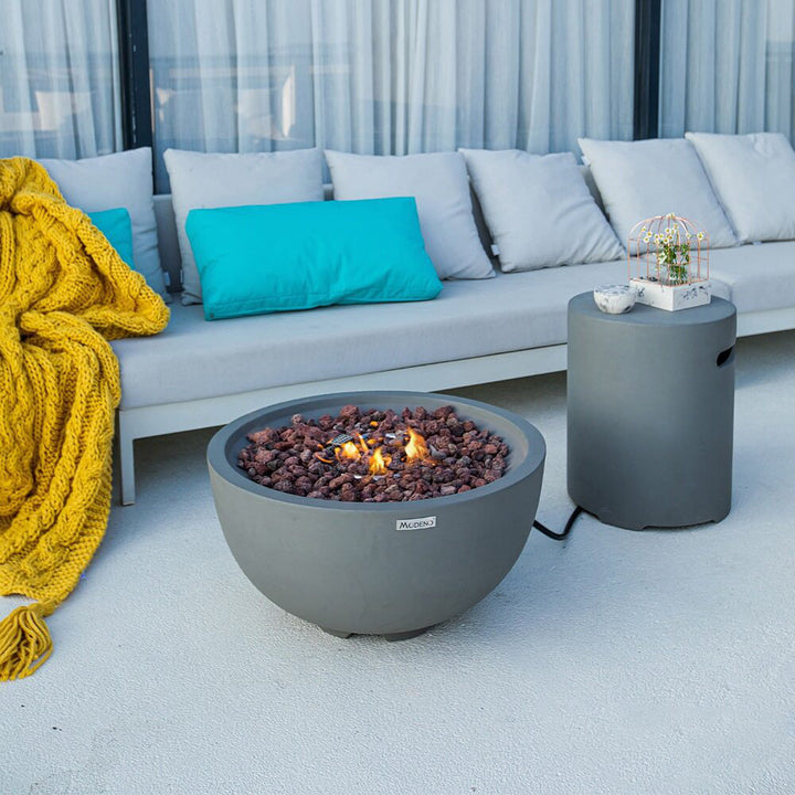 Aswaldi Round Light Grey 27" Fire Bowl Latitude Run® Fuel Type: Natural Gas