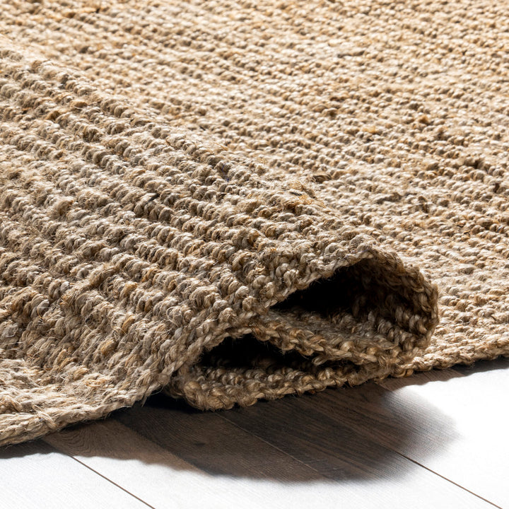 Isalena Handmade Flatweave Farmhouse Jute Area Rug in Natural Gracie Oaks Rug Size: Oval 5' x 8'