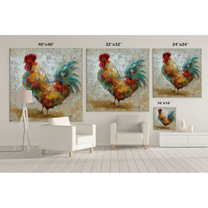 Fancy Rooster II' Oil Painting Print on Wrapped Canvas August Grove® Size: 40" H x 40" W x 1.5" D