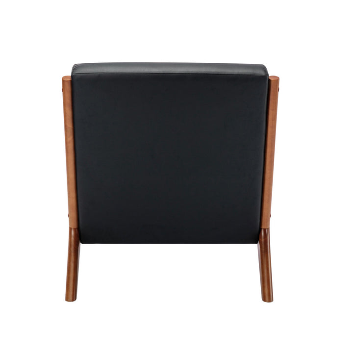 Arsh Accent Chair With Pillow, Pu Upholstery, Rubberwood Legs Wade Logan® Upholstery Color: Black Polyurethane